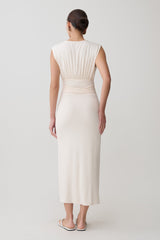 Kura Ruched Modal Sleeveless Midi Dress - Ivory