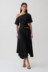 Luu Slinky Midi Skirt - Black