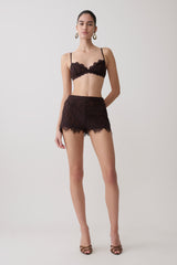 Gigi Lace Mini Shorts - Dark Chocolate