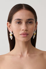 Empress Mixed Metal Twisted Bow Earrings - Silver/Gold