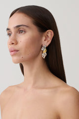 Empress Mixed Metal Twisted Bow Earrings - Silver/Gold