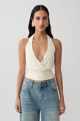 Jina Draped Halter Top - Ivory