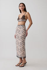 Kimberly Lace Sleeveless Crop Top - Nude Lace