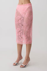 Marcelle Lace Midi Skirt - Pink
