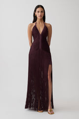 Tiffany Fringe Maxi Dress - Plum