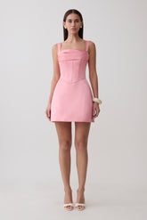 Isabel Satin Corset Mini Dress - Pink