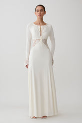Elethea Lace Slinky Maxi Dress - Ivory
