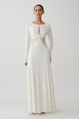 Elethea Lace Slinky Maxi Dress - Ivory