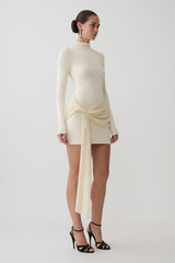 Grayson Knit Chiffon Mini Dress - Buttercream