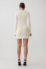 Grayson Knit Chiffon Mini Dress - Buttercream