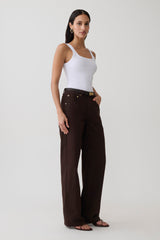 Mannon Mid Rise Denim Jeans - Chocolate