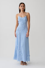 Odette Floral Lace Midi Dress - Pale Blue