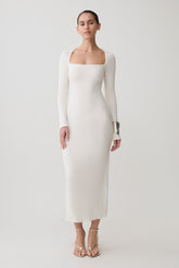 Freja Long Sleeve Midi Dress - White