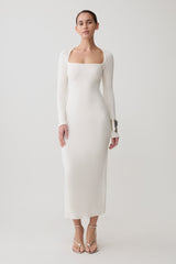 Freja Long Sleeve Midi Dress - White