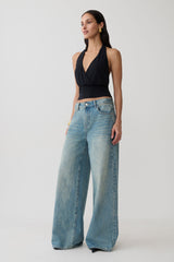 Jina Draped Halter Top - Black