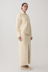 Winslet Faux Leather Maxi Skirt - Bone