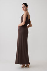 Joni Cowl Maxi Dress - Bitter Chocolate