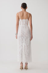 Ottilie Lace And Mesh Midi Dress - White