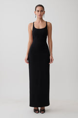 Julian Crepe Strapped Back Maxi Dress - Black