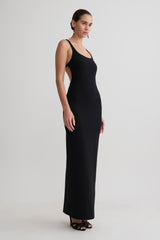 Julian Crepe Strapped Back Maxi Dress - Black