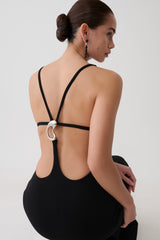 Julian Crepe Strapped Back Maxi Dress - Black