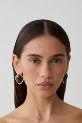 Justice Framed Stone Stud Earring - Gold/Brown