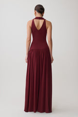 Zsela High Neck Modal Maxi Dress - Wine