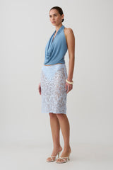 Huyen Cowl Front Modal Top - Blue Shadow