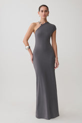 Oden Slinky Maxi Dress With Hardware - Grey