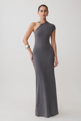 Oden Slinky Maxi Dress With Hardware - Grey