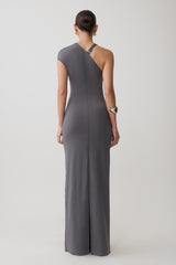 Oden Slinky Maxi Dress With Hardware - Grey