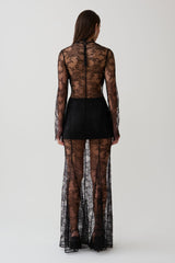 Alizette Long Sleeve Lace Maxi Dress - Black