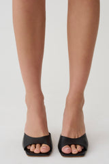 Evian Metal Heel Sandals - Black
