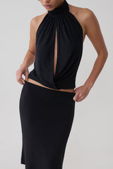Maki Viscose Sleeveless Halter Top - Black