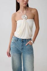 Sade Halter Top With Hardware - Ivory