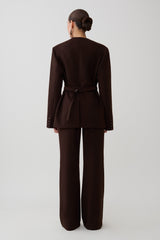 Darcie Fit And Flare Suiting Pants - Dark Chocolate