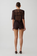 Gigi Lace Mini Shorts - Dark Chocolate