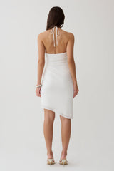 Yuna Draped Hardware Midi Dress - Ivory