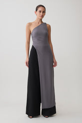 Coriona Long Line Top With Front Cut Out - Grey
