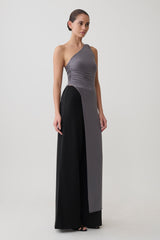 Coriona Long Line Top With Front Cut Out - Grey