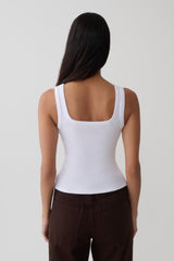Ismay Square Neck Tank - White