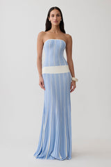 Joyce Stripe Maxi Knit Dress - Blue