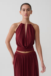 Banks Halter Neck Top With Hardware - Wine
