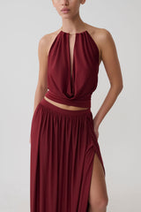 Banks Halter Neck Top With Hardware - Wine