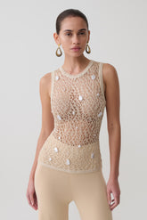 Eloise Pearl Beaded Top - Cream