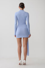 Grayson Knit Chiffon Mini Dress - Cornflower Blue