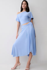 Luu Slinky Midi Skirt - Sea Blue