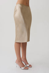Cleo Satin Midi Skirt - Gold