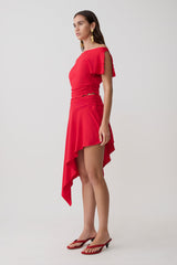 Talise Modal Hankie Midi Skirt - Red