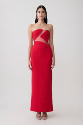 Lianne Strapless Maxi Dress - Red